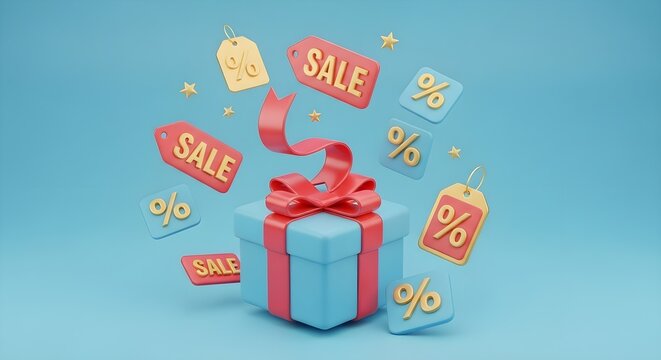 Gift Box Sale Promotion

Special Offer Discount Present

Shopping Savings Retail Concept

E-commerce Sale Marketing 3D