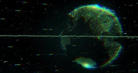 Poster - Horizontal point line starting arc and forming globe visualizing data network then dissolving fully