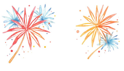 Poster - Watercolor fireworks illustration with vibrant colors on a black background design