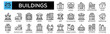 © Meng Chuan - Buildings icon collection set. Containing design Hospital, School, Skyscraper, Office Building, House