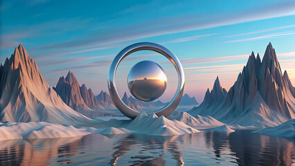 Wall Mural - 3D Render Abstract Minimalist Background Futuristic Style