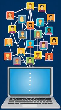 Social network connection represented on a laptop computer.
