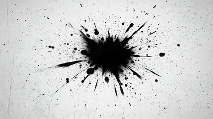 Poster - Black paint splash on a white background creating an artistic and dynamic visual effect of chaos and creativity, suitable for various design projects