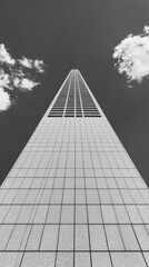Poster - **Minimalist Architectural Design in Black and White with Dramatic Sky Contrast**