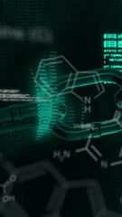 Poster - Animation of chemical formula and data processing over black background