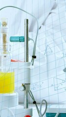 Poster - Animation of mathematical equations over caucasian male scientist in lab