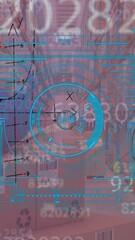 Poster - Animation of digital screen with data and numbers on brown background