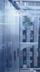 Poster - Animation of mathematical equations and data processing against computer server room