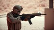 © Anggi - Soldier Practicing Shooting at Modern Training Ground Clean, focused composition