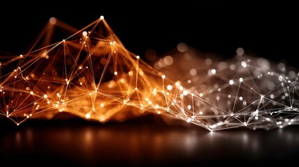 Fototapete - Stunning Geometric Golden Pattern with Sparkling Dust and Bokeh Effect Creating an Ethereal Atmosphere in a Dynamic Composition