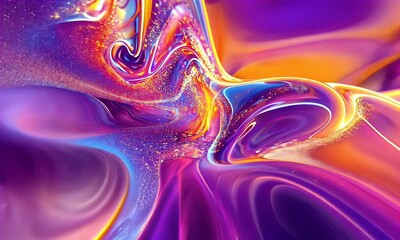 Fototapete - Abstract purple and orange liquid swirls, vibrant color gradients, swirling energy waves, ethereal glow effects, holographic elements, dynamic fluid shapes, fluid abstract background design,