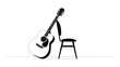 © Mst - Acoustic guitar leaning against a simple chair on a white background