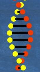 Poster - Animation of dna strand spinning on blue background