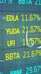 Poster - Animation of stock market data processing and mathematical equations against blue background