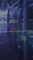 Poster - Animation of data processing and light spot against computer server room