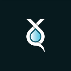 Poster - XQ QX Water drop Letter Logo Design with a Minimalist Flair