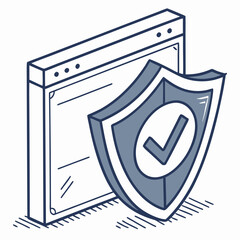 Poster - Vector shield icon with a checkmark and subtle gloss effect, symbolizing web security or verified status in clean app UI style