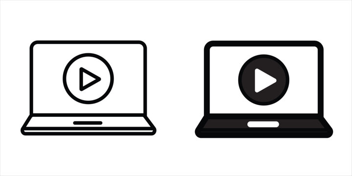 Laptop Video Player Streaming Education Icon