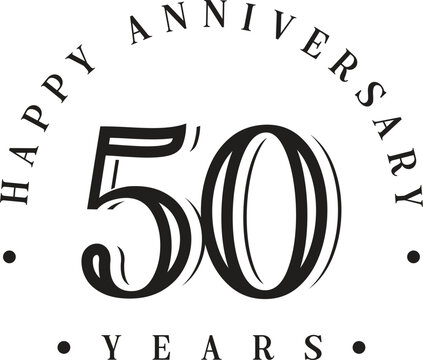 Anniversary logo template isolated, anniversary icon label, anniversary symbol stock illustration. Happy Anniversary greeting template with gold colored hand lettering.