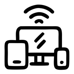 Leinwandbilder - Doodle Style Device Connection Monitor Outline Simple Digital Technology Icon