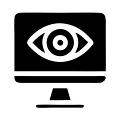 Leinwandbilder - Modern Line Style Monitor with Eye Element Surveillance Symbol Illustration