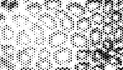 Poster - Black and white abstract geometric pattern with halftone effect for sporty background and jersey design. Hexagon pattern. Vector Format Illustration 