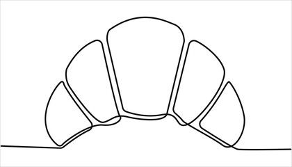 Poster - Continuous one line art Croissant icon badge bakery. One line drawing, minimalism. Vector illustration. Croissant bread for dessert outline drawing illustration.