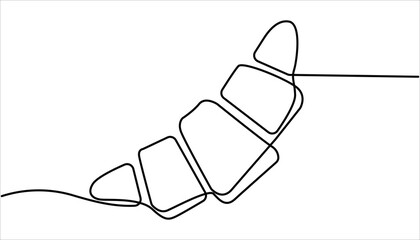 Poster - Continuous one line art Croissant icon badge bakery. One line drawing, minimalism. Vector illustration. Croissant bread for dessert outline drawing illustration.