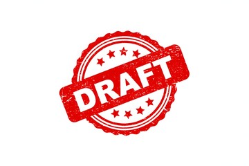 Poster - Red Draft Stamp Graphic on White Background Simple Message Design