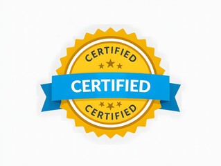 Poster - Certified Badge with Gold Starburst and Blue Ribbon Assurance of Quality
