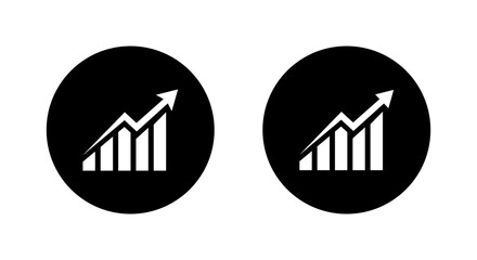 Poster - Sharp upward bar chart icon. Business growth and success trend symbol in black circle