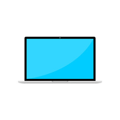 Fototapete - Modern flat laptop with blank blue screen. Notebook computer icon in minimal style and clean design