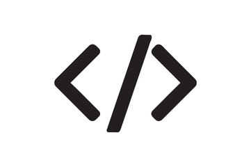 Code Brackets icon silhouette vector with white background