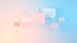 © Graphics - Modern feedback concept with floating speech bubble shapes on a soft gradient background.