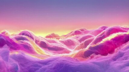 Wall Mural - Pastel dreamy cloud landscape, seamless looping video with soft colors
