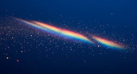 Poster - Abstract rainbow light spectrum with bokeh glittering background, dreamy and magical