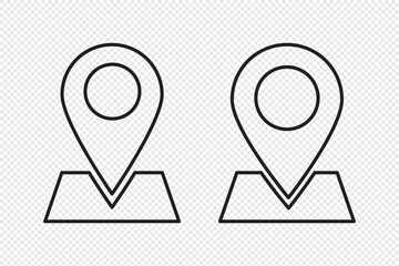 Poster - Map location pin icon. Map and location symbols set. Mapping icon collection. Geolocation map icon. GPS cartography position. Pinpoint, map search, route, navigator - stock vector. 