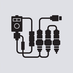 Aufkleber - Simplified silhouette of a complex electronic device circuitry and connected components arrangement