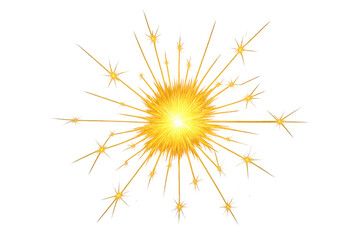 Poster - Festive yellow firework bursting, radiating vibrant light against transparent background, symbolizing celebration and joy