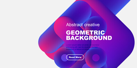 Poster - Abstract fluid shapes, vibrant colors, geometric design. Text overlay promotes further engagement, simple layout.