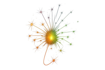 Poster - Bright exploding fireworks with a transparent background, resembling a dandelion, perfect for celebrations and festive designs