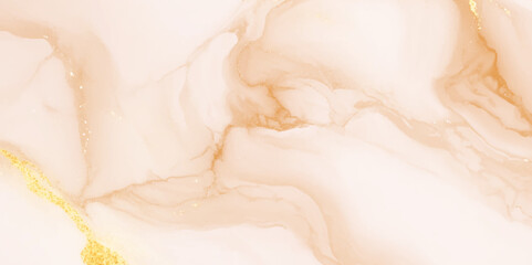 Poster - The image features an abstract fluid design with a soft yellow background, flowing lines and swirls in varying shades of yellow and orange, decor and tails marble design.