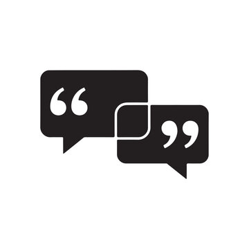 black quote marks icon silhouette vector flat illustration design on white background.