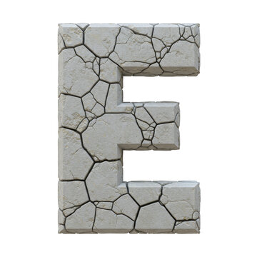 Stone Texture Letter E Alphabet Isolated Typography Design Element 3D