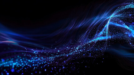 Aufkleber - A mesmerizing visualization of flowing blue light waves against a dark backdrop, capturing the essence of motion and tranquility, perfect for digital art enthusiasts and relaxation themes.