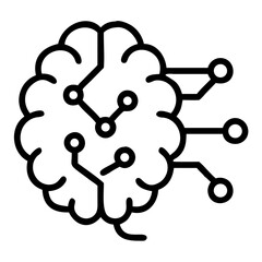 Poster - Outline drawing of a brain with interconnected nodes and circuits representing artificial intelligence