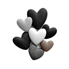 Aufkleber - collection of various heart-shaped stones in different colors and textures on a solid background