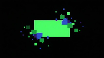 Poster - Squares Animating Around a Green Rectangle Over Black