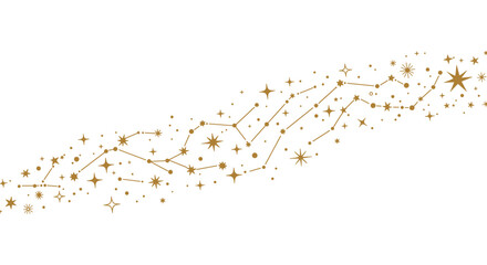 Golden celestial pattern with stars and constellations in elegant flat design