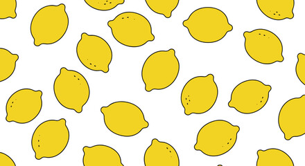 Poster - Seamless lemon pattern on white background for fresh summer designs